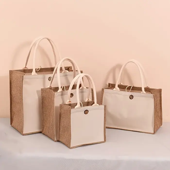 Nouveau sac fourre-tout en lin de style vertical