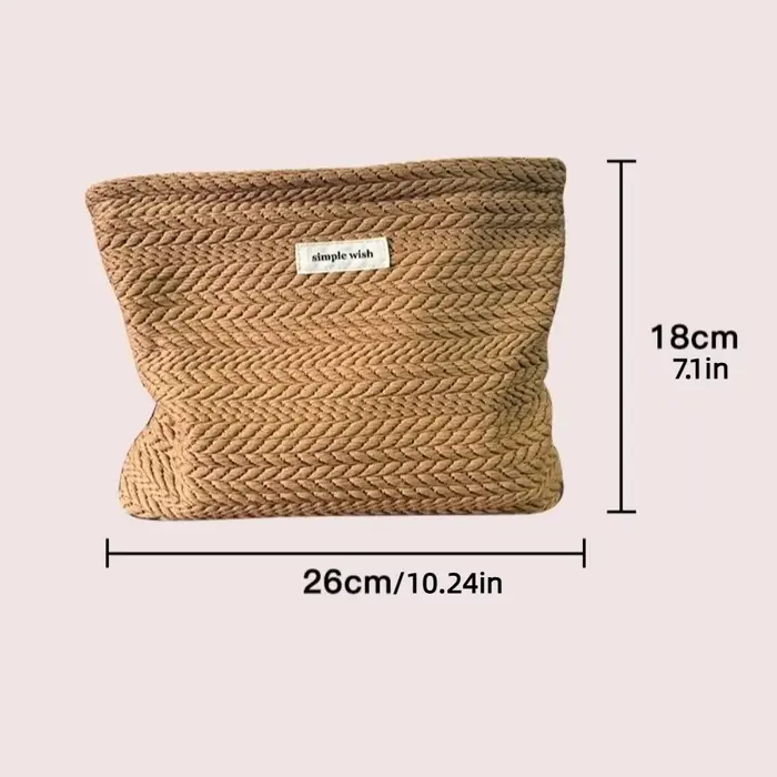Trousse de maquillage en tissu tissé pour femmes