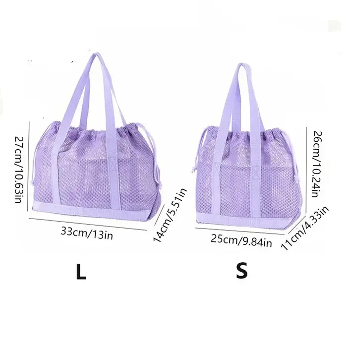 Sac de plage pliable en maille avec cordon de serrage