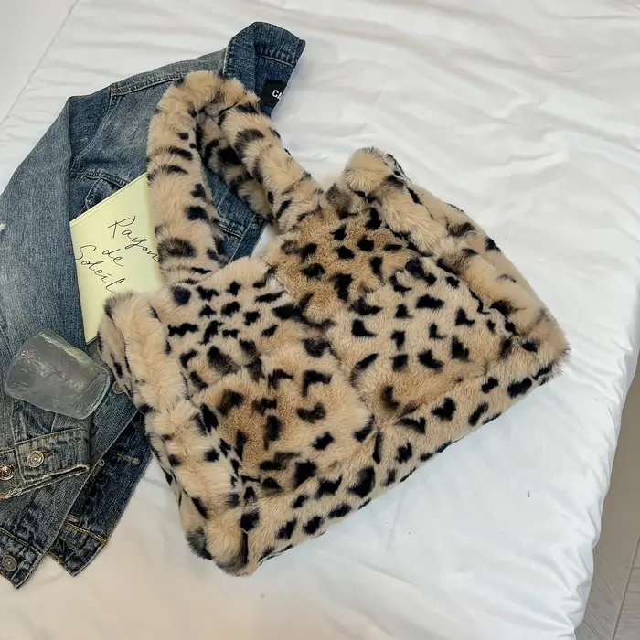 Sac à main de luxe en fausse fourrure pour femmes, fourre-tout de grande capacité, marque de stylist