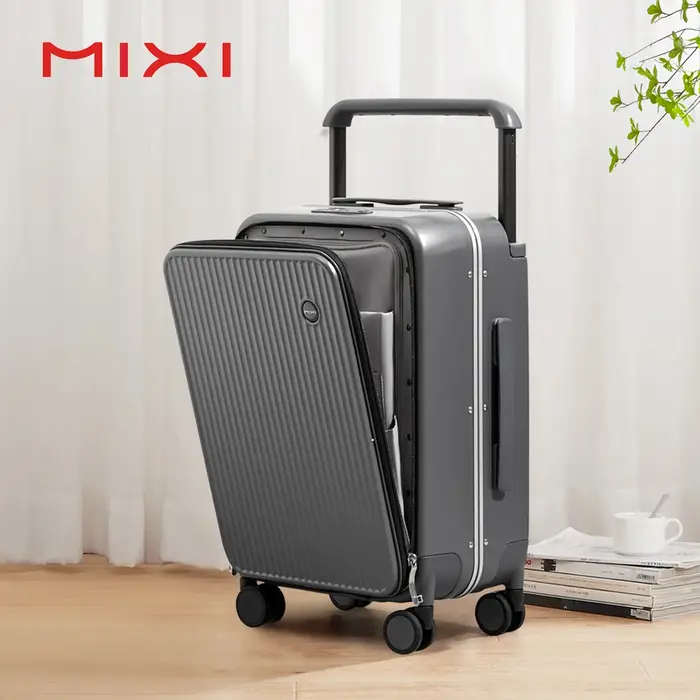 Réi-Valise de voyage avec poche avant pour ordinateur portable pour homme et femme, poignée large, b