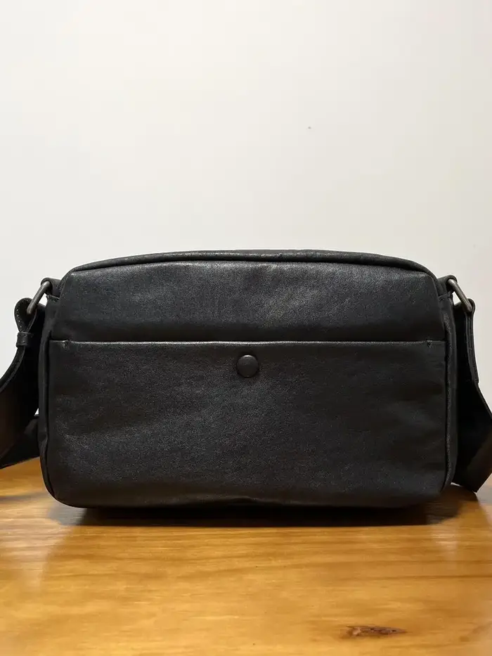 Sac à bandoulière noir en cuir véritable pour hommes, voyage en plein air de bonne qualité, sac à ba