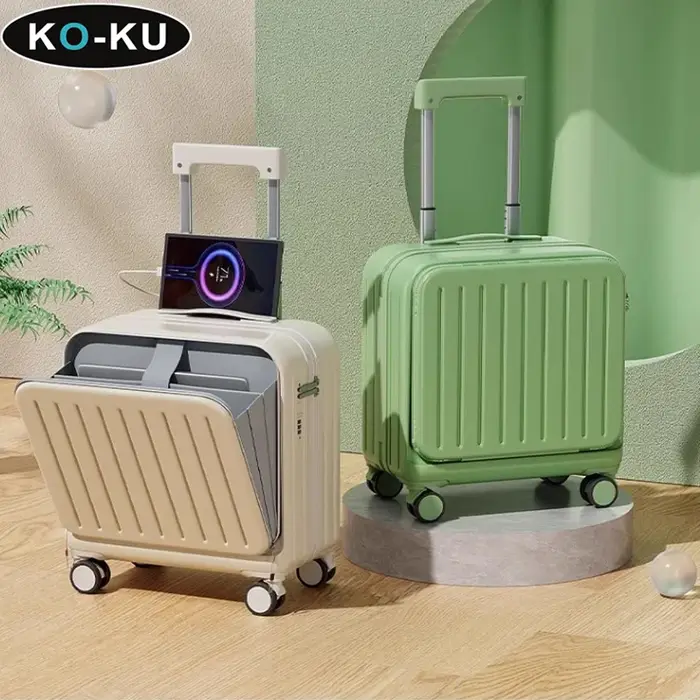 KU valise à main ouverture avant 18 pouces boîte d'embarquement support de verre Interface USB boîtier de chariot mot