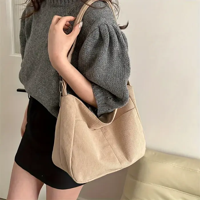 Sac à bandoulière en velours côtelé pour femme