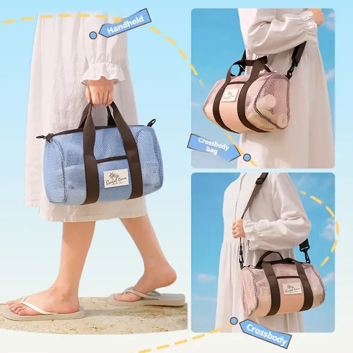 Sac de plage en maille d'été grande capacité à séchage rapide