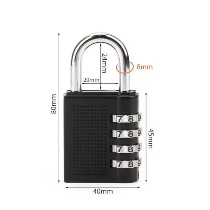 Nouveau métal 4 chiffres Code serrure extérieure étanche cadenas valise bagages Code serrure maison