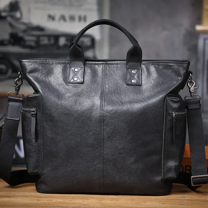 Brifecase – sacs pour ordinateur portable en cuir véritable pour hommes, 15 pouces, sac à main Simpl