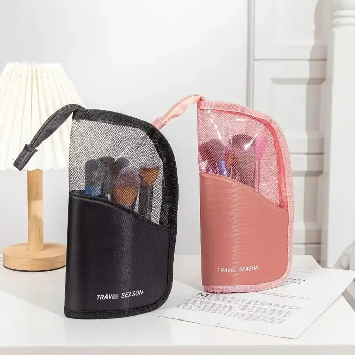 Trousse à cosmétiques transparente avec fermeture éclair pour femmes