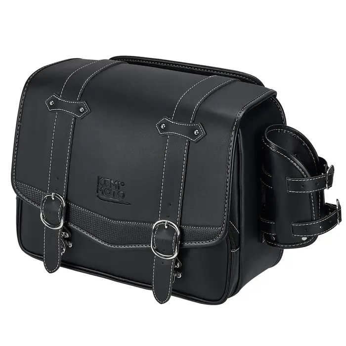 KEMIMOTO-Sacoche latérale de moto en cuir PU, sacoche de dégager étanche 20L avec support de clics p