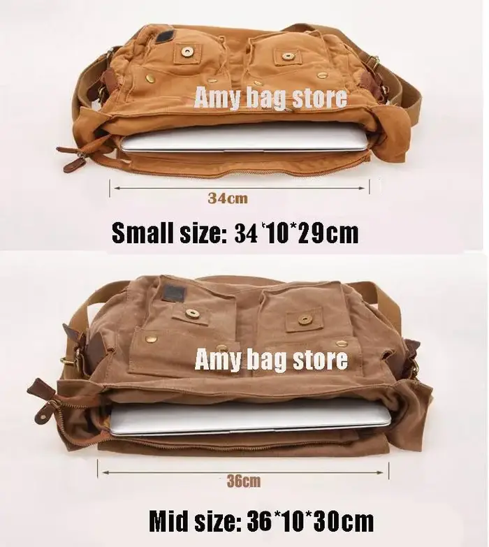 Grand Sac à Bandoulière en Toile et Cuir pour Homme