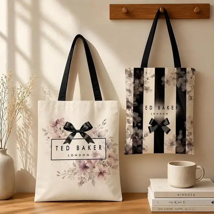 Sacs de rangement de la marque de mode T-Ted B-Baker, sac en toile, adapté au travail, à l'école et aux trajets quotidiens, sac de courses réutilisable.