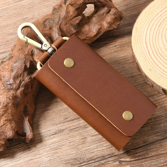 Porte-clés en cuir, organisateur de clés, portefeuille de rangement de clés en cuir véritable pour la maison, le bureau et l'école