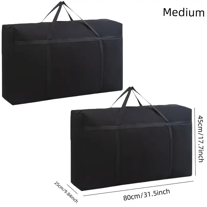 Lot de 2 sacs de déménagement robustes avec poignées et fermetures éclair - Extra grands, en polyest