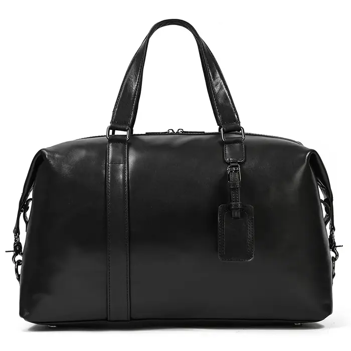 MAHEU – sac de voyage noir en cuir de vache pour hommes et femmes