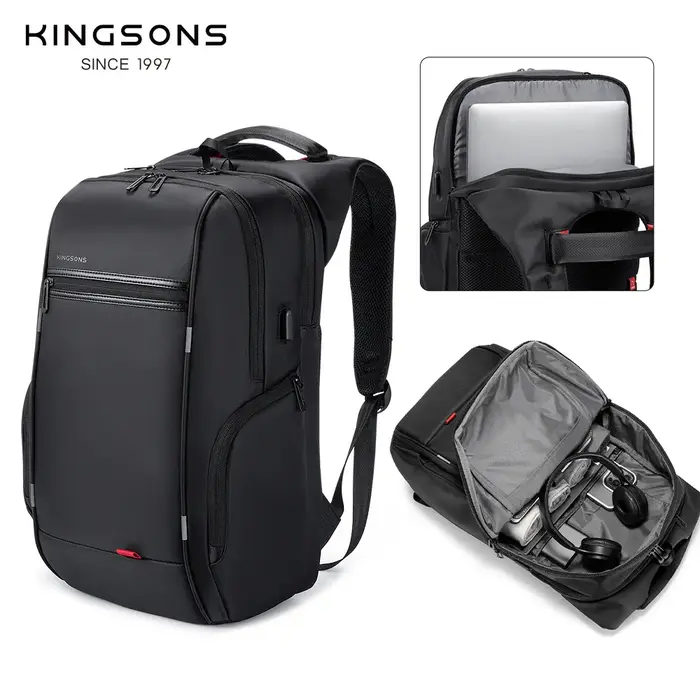 Kingsons hommes sacs à dos 15 ''17'' sac à dos pour ordinateur portable USB chargeur sac antivol sac