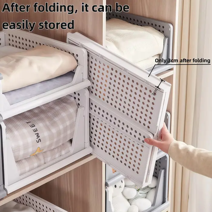 Boîte de rangement à tiroirs pliable, boîte de rangement empilable pour vêtements et sous-vêtements, applicable à une armoire, une cuisine, une salle de bain et un bureau