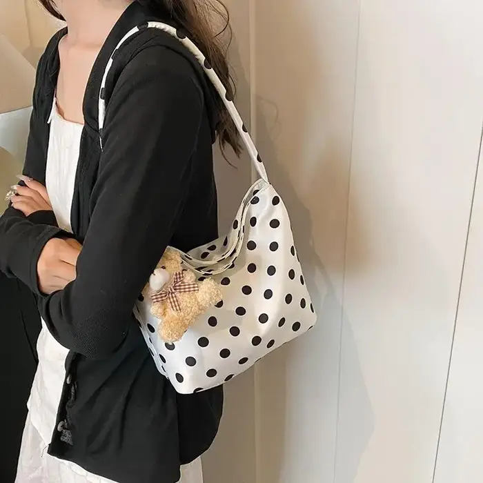 Sac fourre-tout à pois en tissu Oxford
