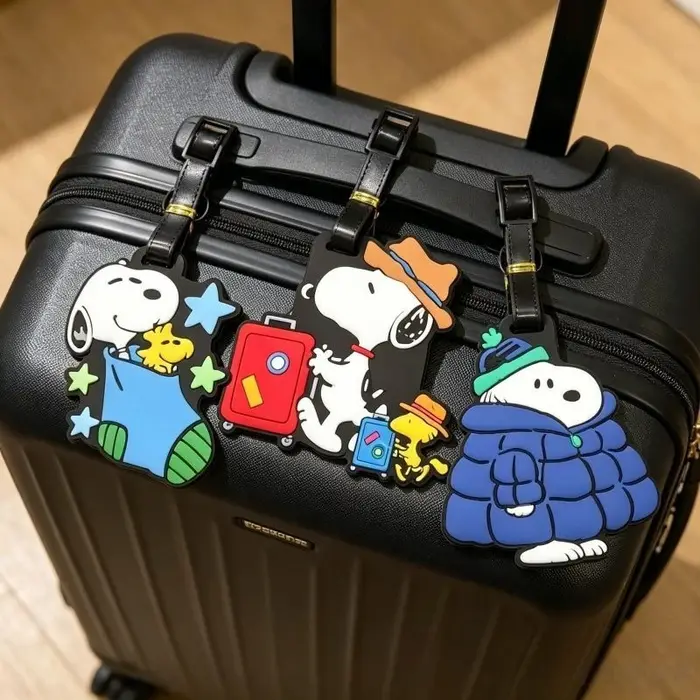 Étiquette de bagage en silicone motif chien mignon, anti-perte, étanche, identifiant de valise, étiquette de nom souple pour sac de voyage, étiquette d'identité pour embarquement