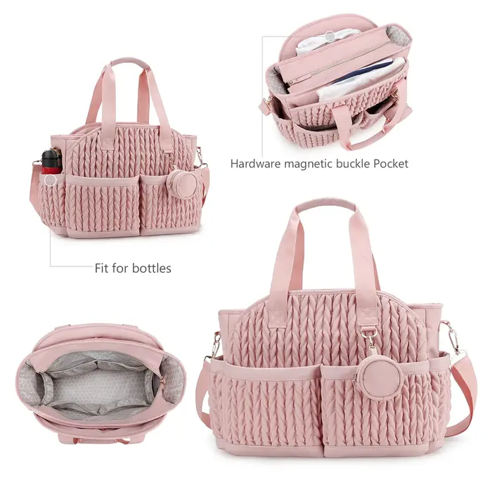 Nouveau sac de maman matelassé une épaule sac de rangement à main tissu imperméable isolation pour mère et enfant voyage