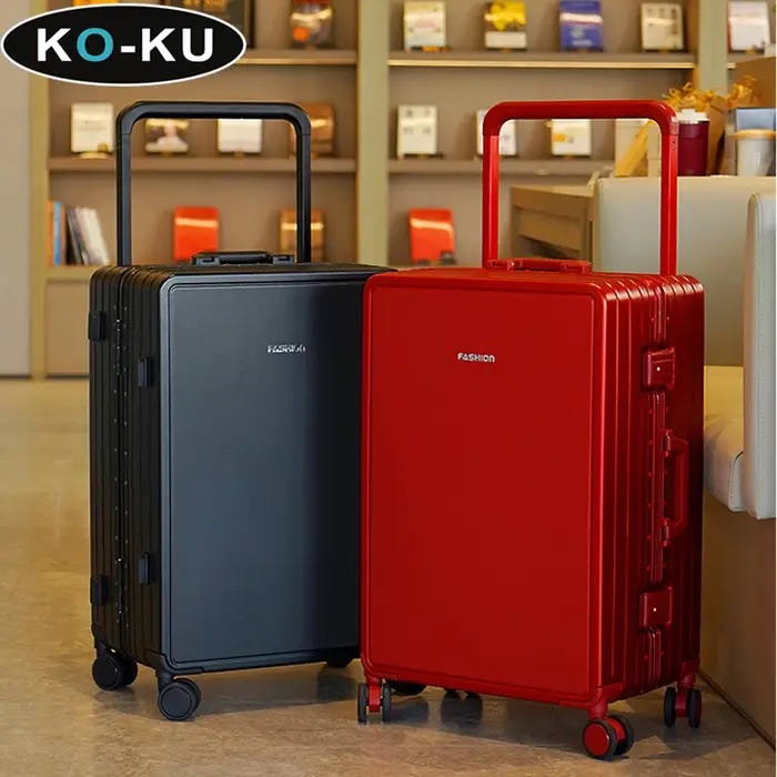 KU Ultra léger cadre en aluminium large chariot bagages femme grande capacité valise muet roue universelle mot de passe