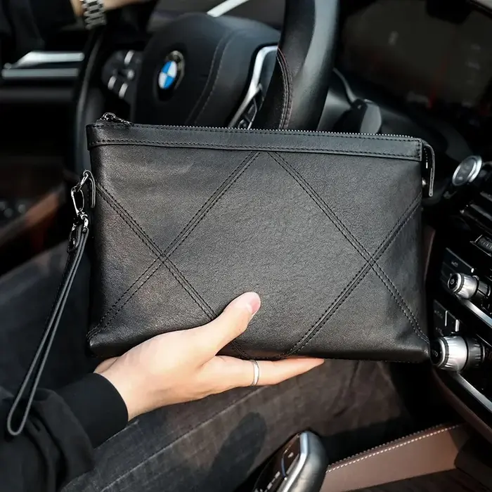 Sac à main en cuir véritable pour homme