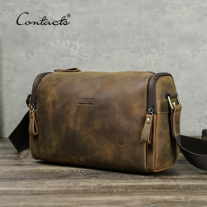 Sac à main en cuir Crazy Horse pour hommes
