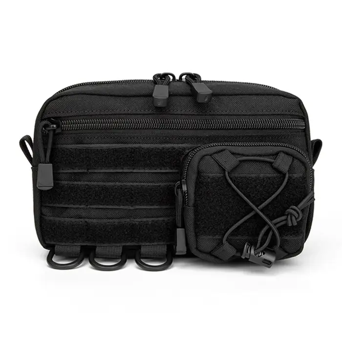 Pochette d'administration horizontale tactique Molle avec poche avant à cordon, pochette modulaire E