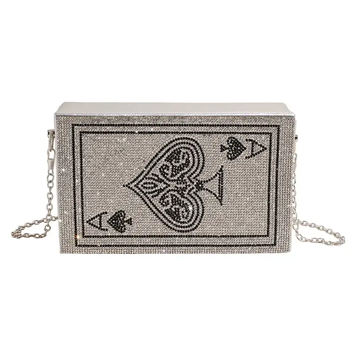 Designer Poker carte à jouer reine femmes cristal sac de soirée strass pochette fête Cocktail sac à
