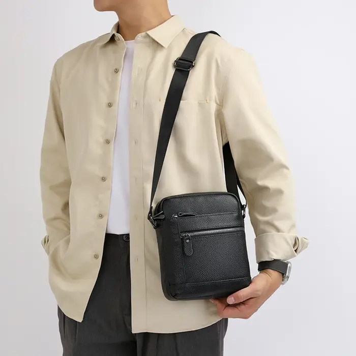 Sac de luxe en cuir véritable pour hommes