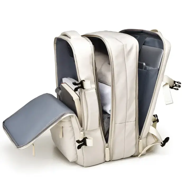 Sac à dos de voyage pour cabine d'avion, extensible, portable, bagage à main, 15,6 pouces, grande capacité, imperméable, s'ouvre comme une valise