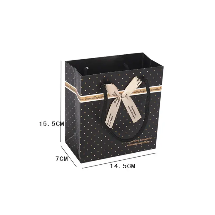 Sac cadeau Portable noir avec poignées pour livres, boîte d'emballage avec nœud en papier, boîte cad