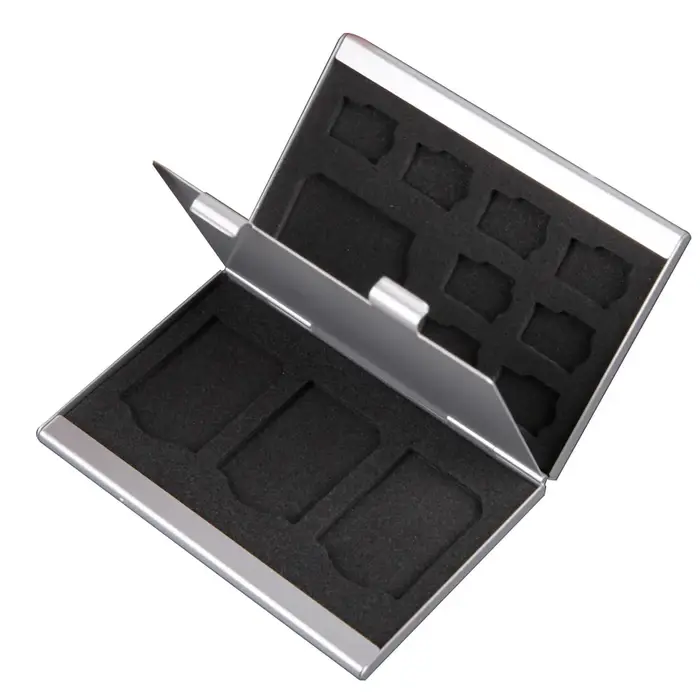 Boîte de rangement pour cartes mémoire, porte-cartes mémoire portable, accessoires en aluminium arge
