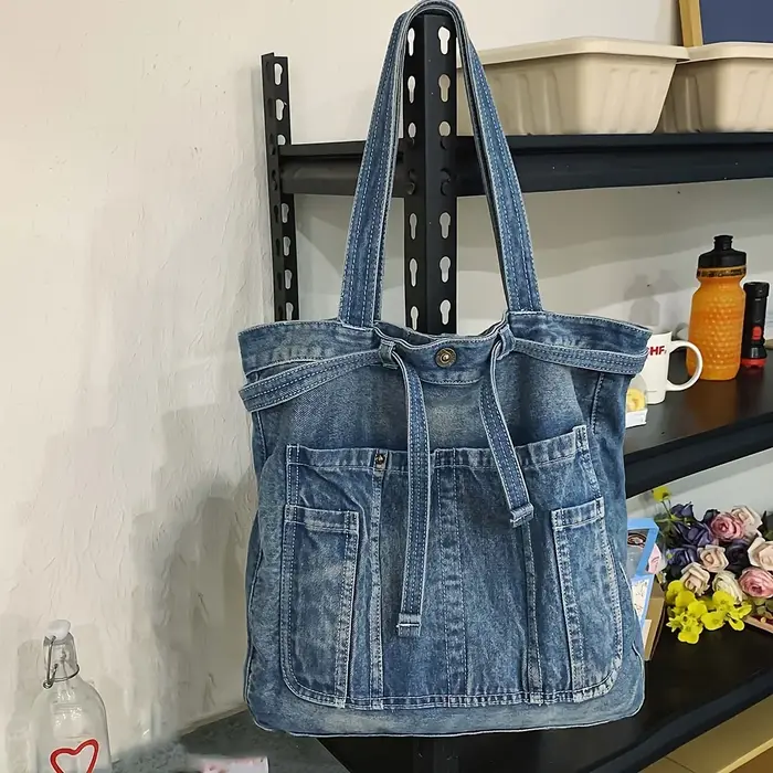 Sac à main décontracté grande capacité, fourre-tout en Denim, à la mode, tout, sac à bandoulière de