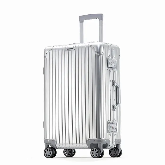 100% valise en aluminium marque de créateur bagage roulant cabine valise de voyage boîtier de chario