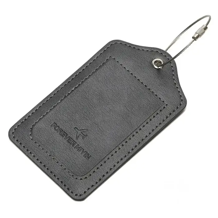 Étiquettes de bagage en cuir à boucle de câble métallique anti-perte, housse de protection de la vie