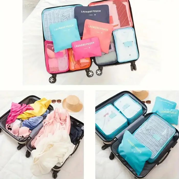 6 pièces organisateur de voyage sacs de rangement valises