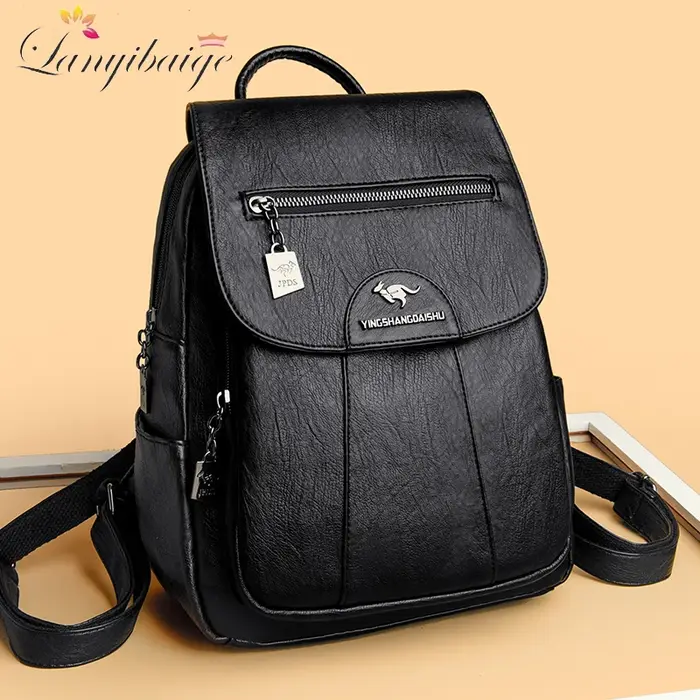 Sac à dos en cuir véritable souple pour femme, sac à dos de voyage décontracté pour femme, sacs d'école pour filles