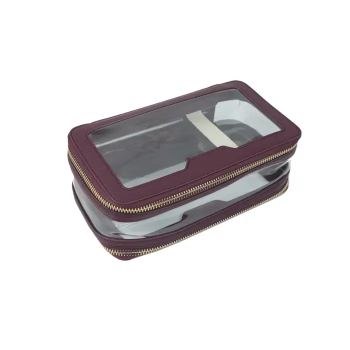 Sac de lavage portable de voyage étanche en TPU Transparent, sac de rangement en cuir véritable, sac