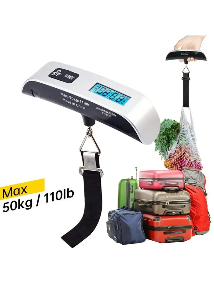 Balance numérique portable 110 lb/50 kg avec écran LCD, pour bagages, valises, voyages, pesage de sa