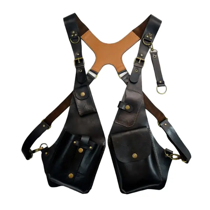 Sac bandoulière double antivol en cuir réglable pour homme, étui portefeuille et téléphone, sacoche 