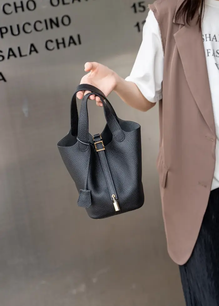 Sac seau de luxe en cuir véritable grande capacité pour femme, sac fourre-tout tendance en cuir de v
