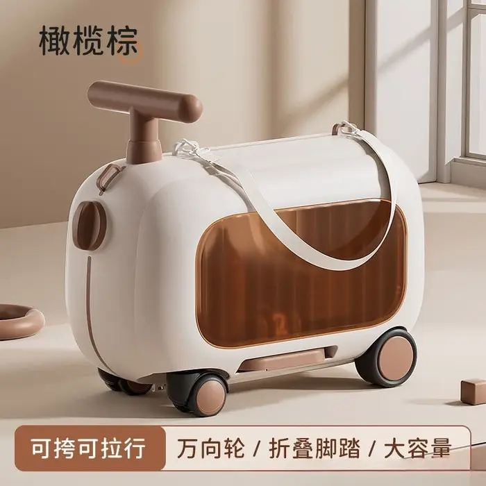 Valise à roulettes portable 2-en-1 pour enfants, bagage cabine léger approuvé pour le transport en a
