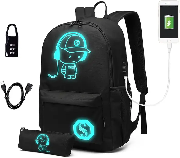 Sac à dos unisexe KONO, fluorescent, léger, imperméable, en polyester, 30x17x48cm, pour l'école, les
