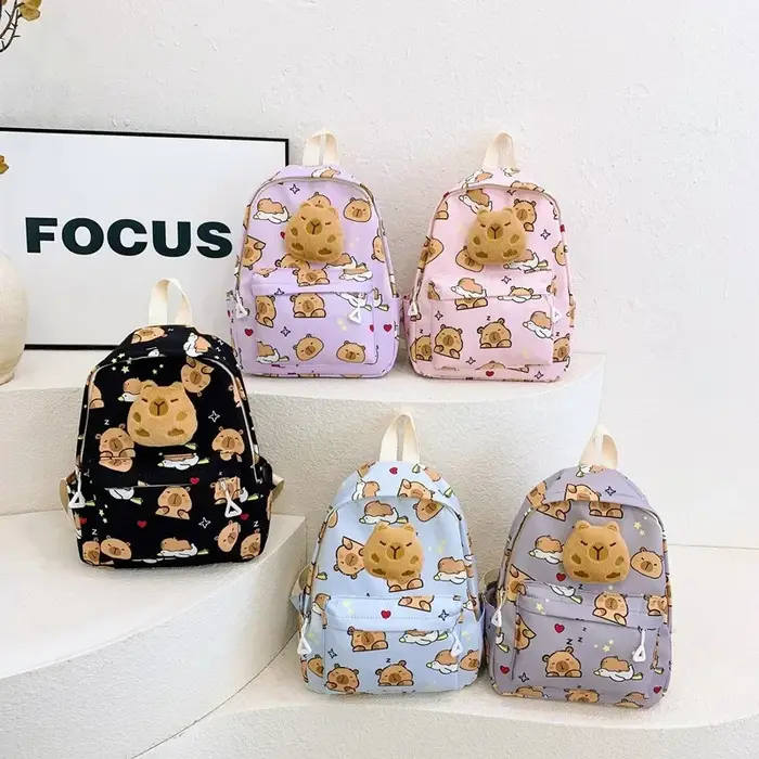Mignon dessin animé Capybara sac à dos en peluche grande capacité sacs d'école modèle Simple livre sac Kawaii GirlSchool sac à dos Mochila Mujer