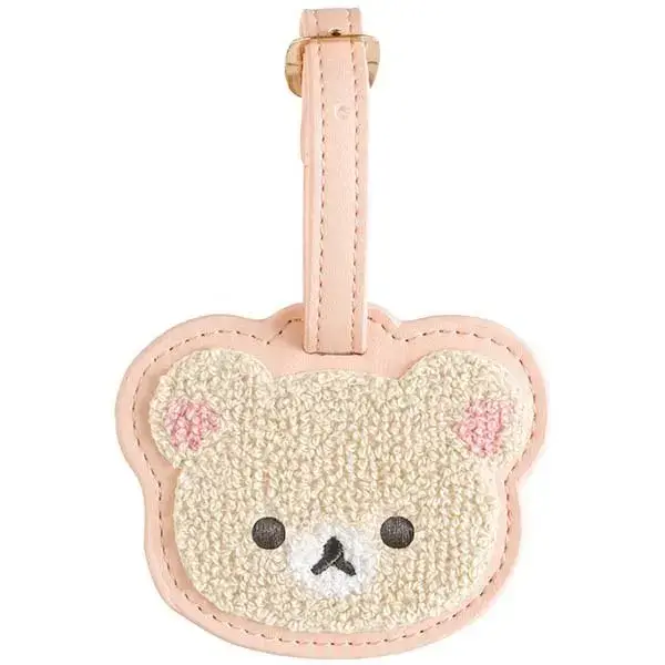 Étiquette de bagage Rilakkuma en PU, mignonne, brodée, pour voyage, durable, anti-perte, étiquette d