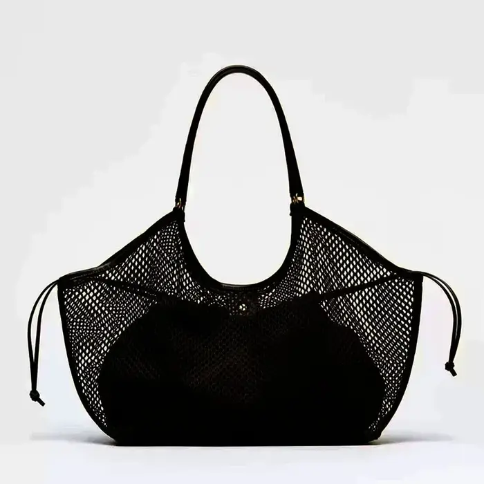 Femmes grande capacité maille plage voyage sac à bandoulière décontracté Shopper fourre-tout plage j