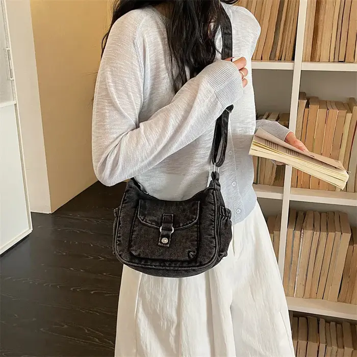 Sac fourre-tout en jean grande capacité pour femme