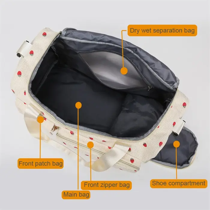 Sac fourre-tout de voyage en velours côtelé