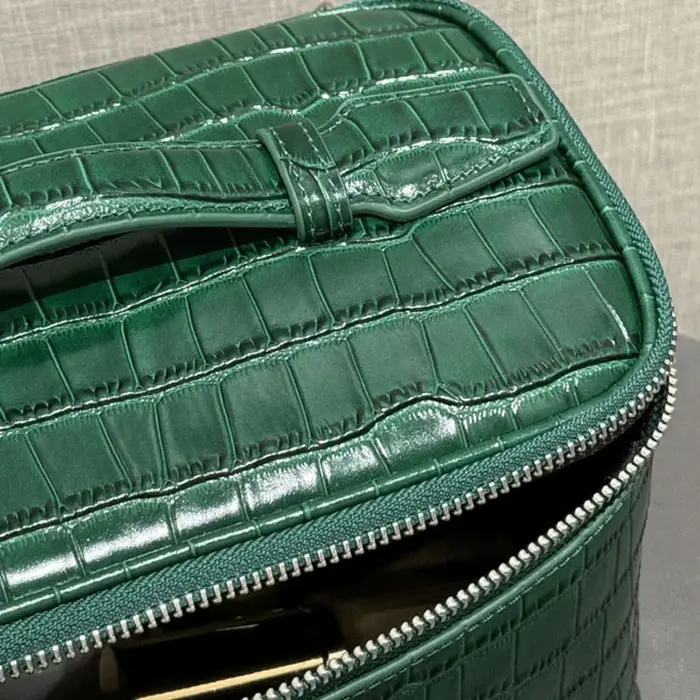 Trousse de maquillage en cuir de vache de première couche à motif Crocodile