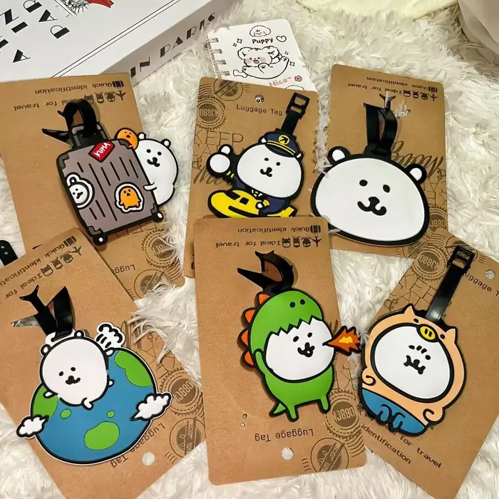 Étiquette de bagage mignonne de dessin animé, identifiant de bagage de voyage, étiquette suspendue pour bagages enregistrés